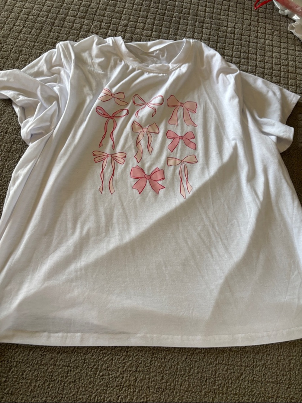 White Tee with Pink Bow Graphic